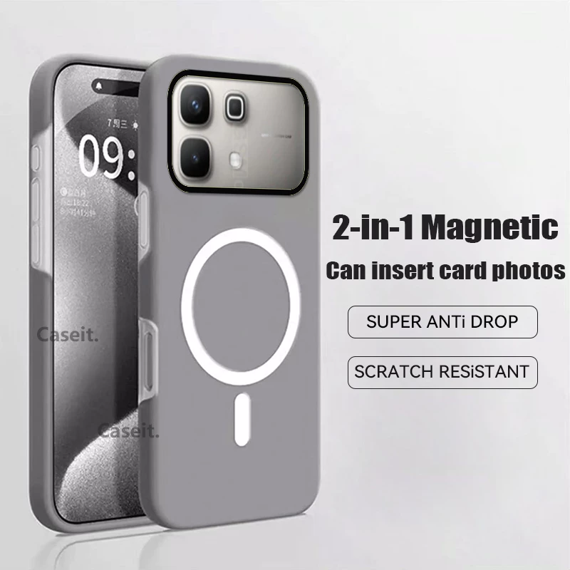 สําหรับ infinix Note Edge , Note 60 Pro Note60 5G เคสโทรศัพท์ Magnetic Matte Candy สีใส่การ์ดรูปถ่าย 2in1 กรณี
