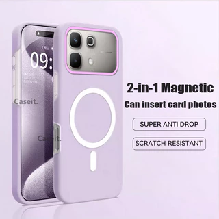 สําหรับ infinix Note Edge , Note 60 Pro Note60 5G เคสโทรศัพท์ Magnetic Matte Candy สีใส่การ์ดรูปถ่าย 2in1 กรณี