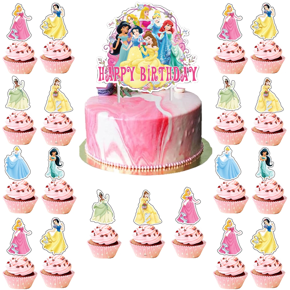 25 ชิ้น Disney Princess เค้ก Topper Cupcake Toppers Disney Princess วันเกิดตกแต่ง Disney Princess Th