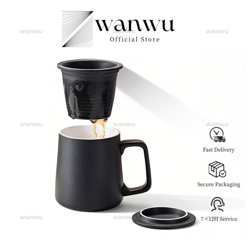 ถ้วยชาเซรามิกพร้อม Infuser 400ml ชาแยกน้ําถ้วยกรองชาส่วนบุคคลแก้วยุโรปสไตล์เซรามิคชาแก้ว