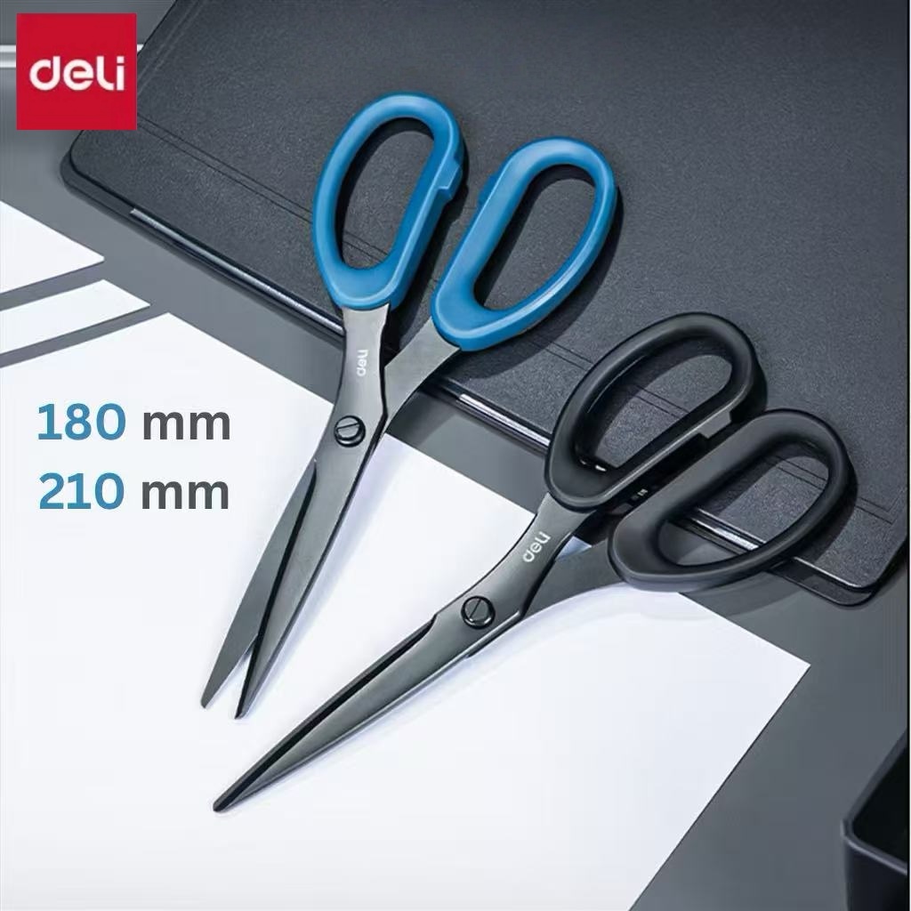 กรรไกรสแตนเลส Deli รุ่น 6009 เคลือบดำ กันสนิม ตัดคม Scissor (จำหน่าย 1 ชิ้น)