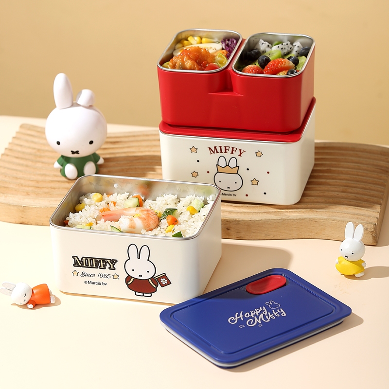 miffy กระปุกข้าวน่ารัก ปิ่นโตเก็บอุณหภูมิ กล่องข้าวเด็กพร้อมกระเป๋า ถังในสแตนเลส 304 ป้องกันการรั่ว