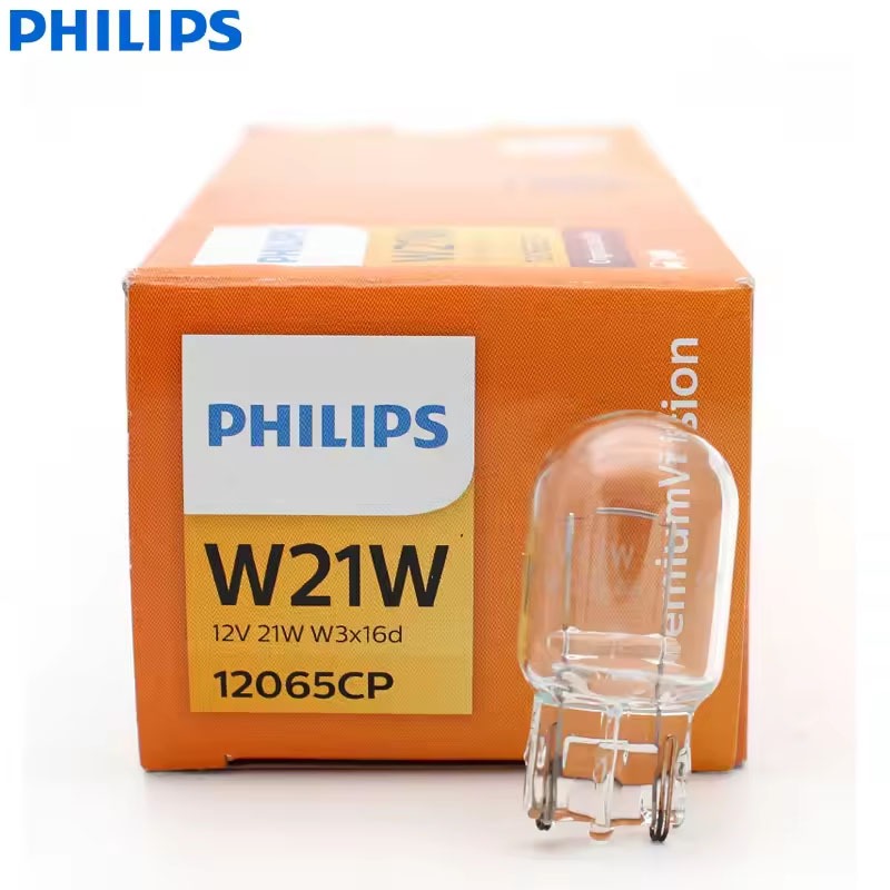 Philips Philips Vision W21W T20 12065CP 7440 12V ไฟเลี้ยวมาตรฐานย้อนกลับไฟเบรคตัวบ่งชี้หลอดไฟ