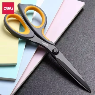 Deli Scissors เทฟล่อน กรรไกรสแตนเลส เหล็กดำแข็งพิเศษ ขนาด 175 มิลลิเมตร มียางหุ้ม ยี่ห้อ Deli กรรไกร office