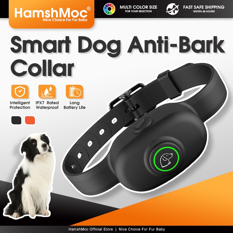 HamshMoc ปลอกคอสุนัขอัจฉริยะ Anti Barking ปลอกคอฝึกสัตว์เลี้ยงกันน้ําไฟฟ้าหยุดเห่าอัตโนมัติสําหรับสุนัขขนาดกลางขนาดใหญ่