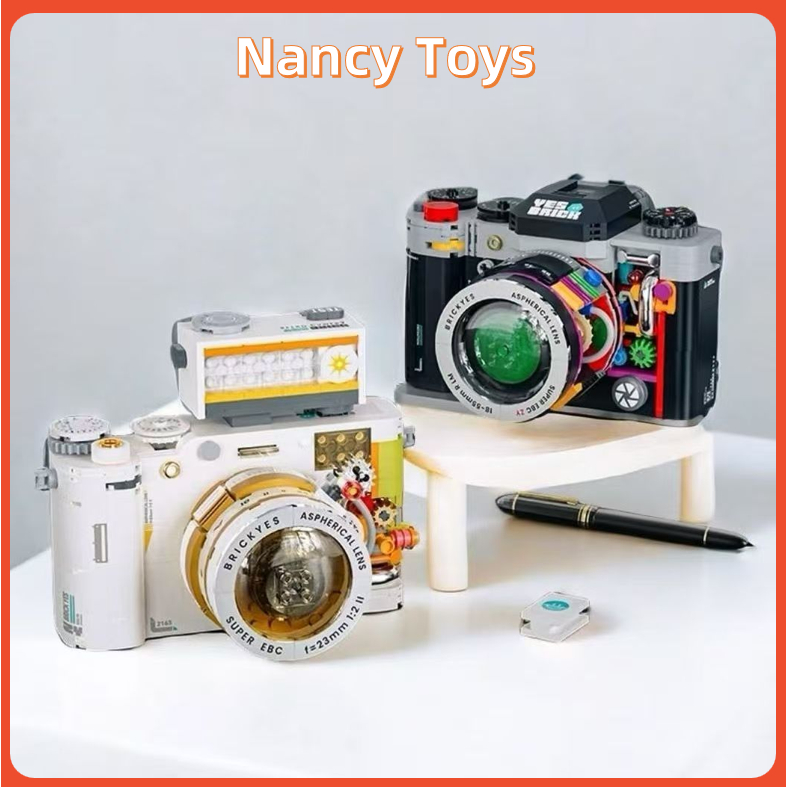 📸ตัวต่อกล้องวินเทจ 2 แบบ เลนส์กับแฟลชถอดได้ DIY ตัวต่อขนาดเล็ก 9cm ของเล่นเด็ก ตัวต่อโชว์สวยๆ ของขวัญ ของแต่งโต๊ะ