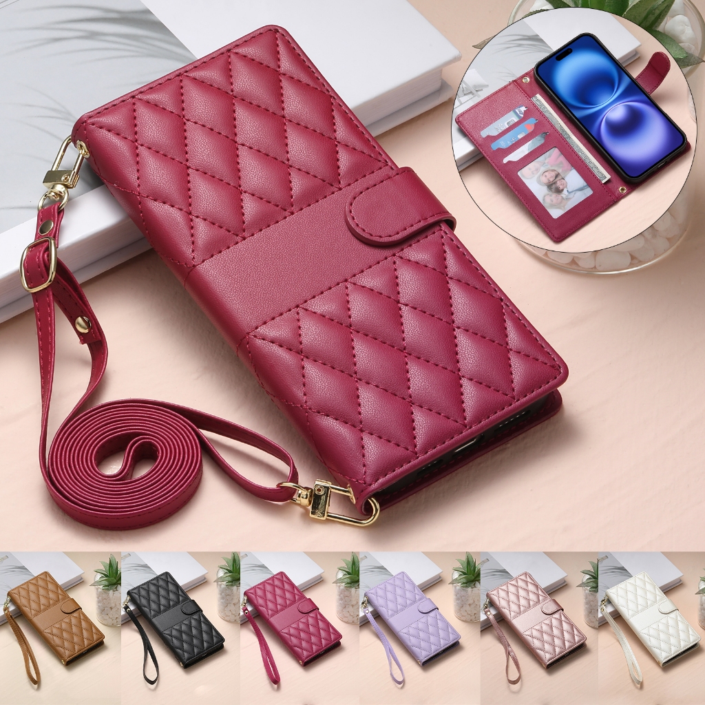 เคสวีโว Case for Vivo V70 FE V60 Lite V50 Y21 Y31 Y21D Y39 5G Y05 Y29 Y04 Y04S Y03 Y18 Y29s Y36 Y27 4G V60Lite V50Lite เคสโทรศัพท์หนังฝาพับพร้อมช่องใส่บัตรสําหรับ สายยาว PU Faux Leather Flip Cover Wallet Stand Hand Strap ซองมือถือ ฝาพับหนัง DF13