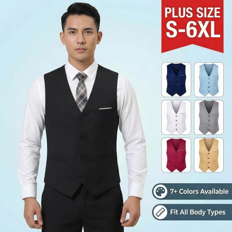 เสื้อกั๊กสูทสํานักงานธรรมดาสําหรับธุรกิจอย่างเป็นทางการของผู้ชายสลิมฟิต