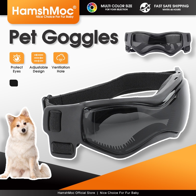 HamshMoc Eye Wear Protection Dog Goggles Windproof แว่นกันแดดสัตว์เลี้ยง Air Hole Design พร้อมสายปรับได้สําหรับสุนัขขนาดกลางขนาดเล็ก