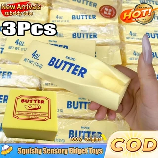 [🇹🇭⚡12Hจัดส่ง] สกุชชี่เนย 3 ชิ้น – ของเล่นบีบคลายเครียดเด้งช้านุ่มพิเศษสําหรับเด็กและผู้ใหญ่