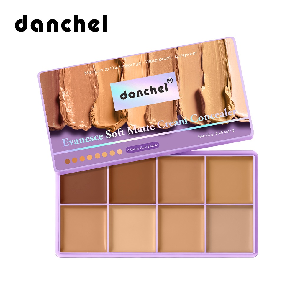 8 Shade คอนซีลเลอร์ Fade Palette 8g * 8 Full Coverage กันน้ํา Matte Longwear Buildable Blendable Scar Cover Contour แต่งหน้า Palette สําหรับทุกวันและมืออาชีพ