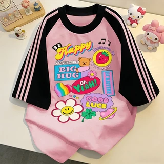 【จัดส่ง 24 ชั่วโมง】 NFV มาใหม่🌈 เสื้อยืดลายสีสัน สไตล์เกาหลี ทรงหลวม Oversize ใส่สบาย YG1600
