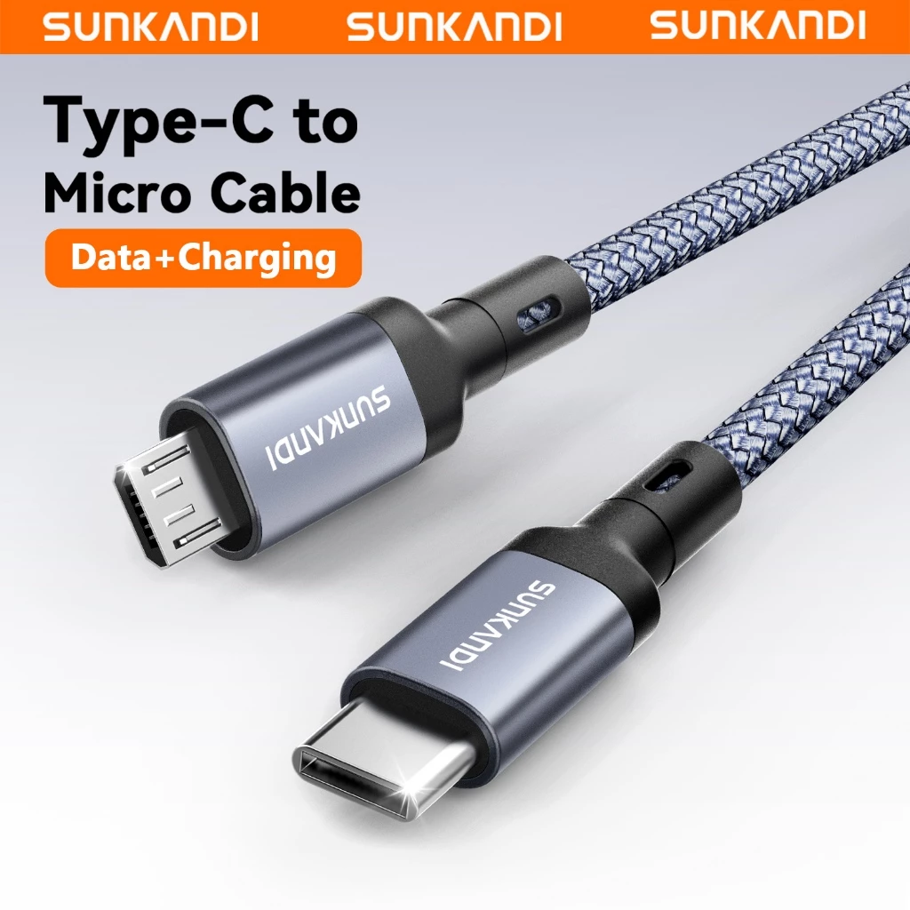 SUNKANDI USB C ถึง Micro USB OTG สายอลูมิเนียมอัลลอยด์สายถักสําหรับกล้องฮาร์ดไดรฟ์แล็ปท็อป