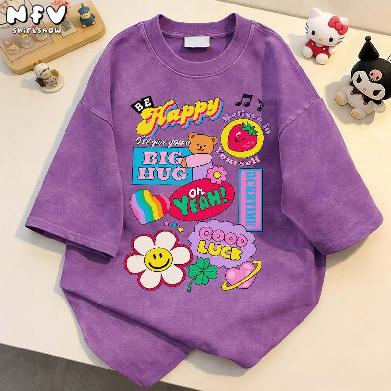 【จัดส่ง 24 ชั่วโมง】NFV มาใหม่🐶เสื้อยืดลายสุนัข สไตล์เกาหลี Oversize ใส่สบาย ระบายอากาศ YG841