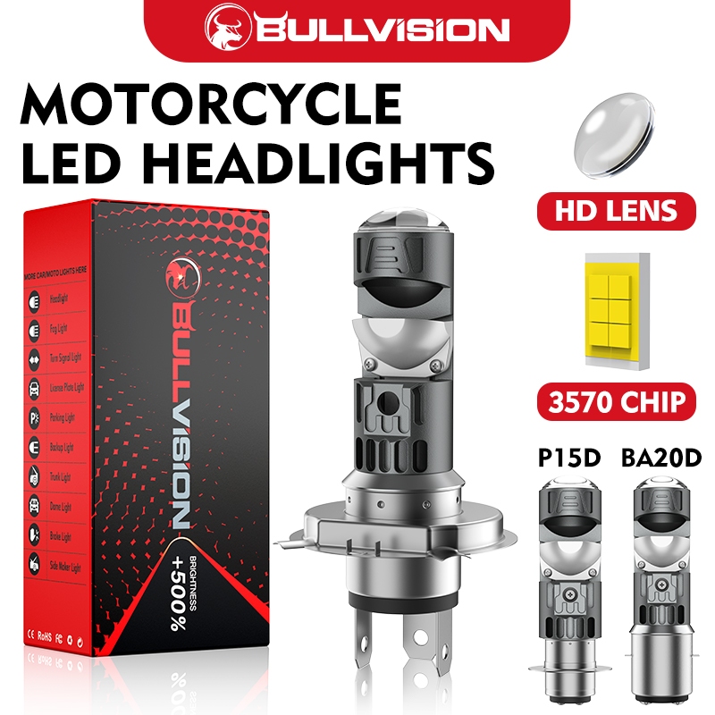 BULLVISION พลักแอนด์เพลย์ M01R รถจักรยานยนต์หลอดไฟ LED P15D H6 T19 พัดลมลำแสงสูง/ต่ำระบายความร้อน AC/DC 9 80V 28W 2500 Lumens 6000K สำหรับจักรยานไฟฟ้า 110ทรงลุงled MD11