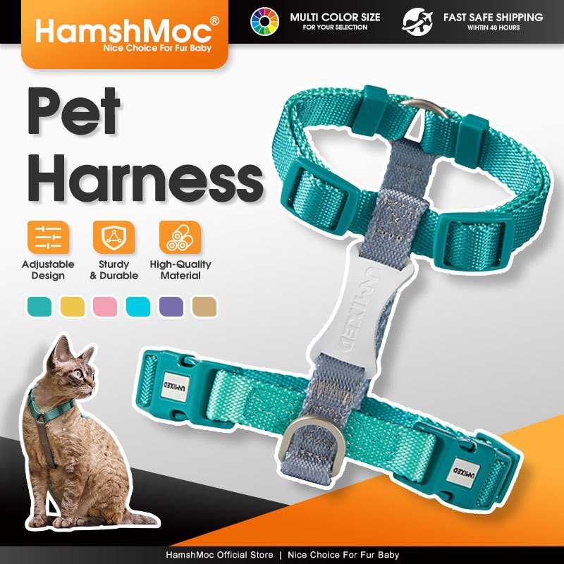 HamshMoc แฮมอค สายรัดสัตว์เลี้ยงน้ําหนักเบาปรับสายรัดแมวนุ่มสบายด้วยหัวเข็มขัดที่วางจําหน่ายอย่างรวดเร็วสายรัดร่างกายสุนัขสําหรับลูกสุนัขแม