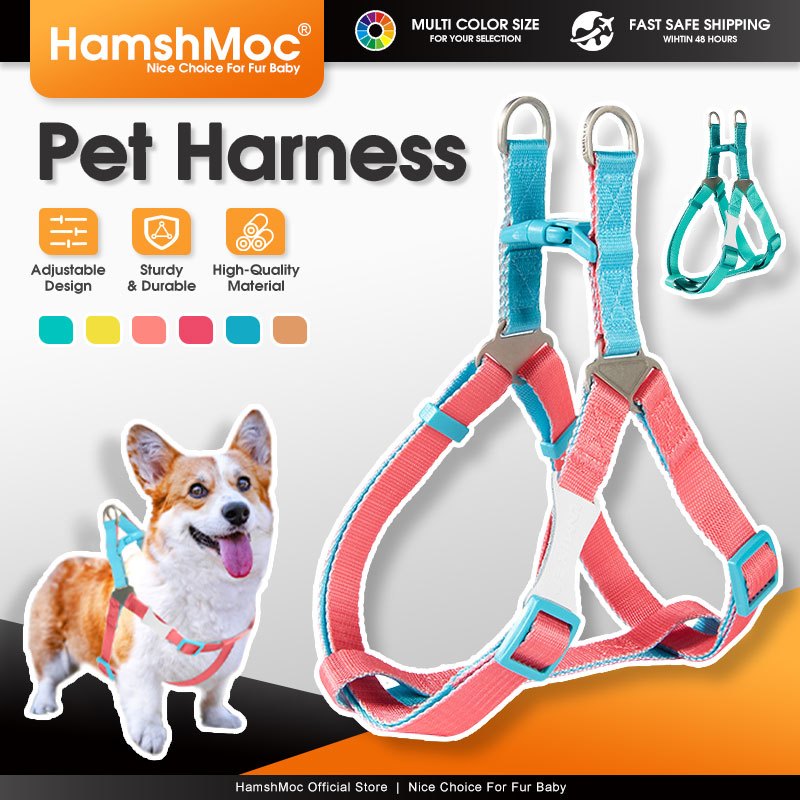 HamshMoc ปรับสายรัดสุนัขนุ่มสัตว์เลี้ยงสายรัดหน้าอกขั้นตอนที่พร้อมหัวเข็มขัดที่ทนทานสําหรับสุนัขขนาดเล็กขนาดกลางขนาดใหญ่เดินทางกลางแจ้ง
