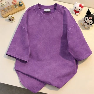 [จัดส่งตลอด 24 ชั่วโมง] NFV เสื้อยืด oversize✨สีดำคอขาว แขนสั้น แถบขาวข้างแขน ผ้าฝ้าย ใส่สบาย YG0