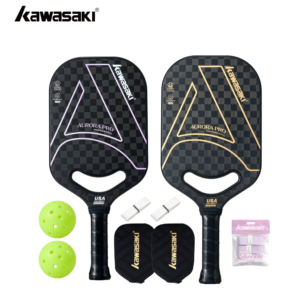 Kawasaki Professional Pickleball Paddle AURORA PRO 220g คาร์บอนไฟเบอร์ 12K แร็กเก็ตดองสําหรับผู้เริ่มต้นโจมตีสําหรับ USA APPROVED