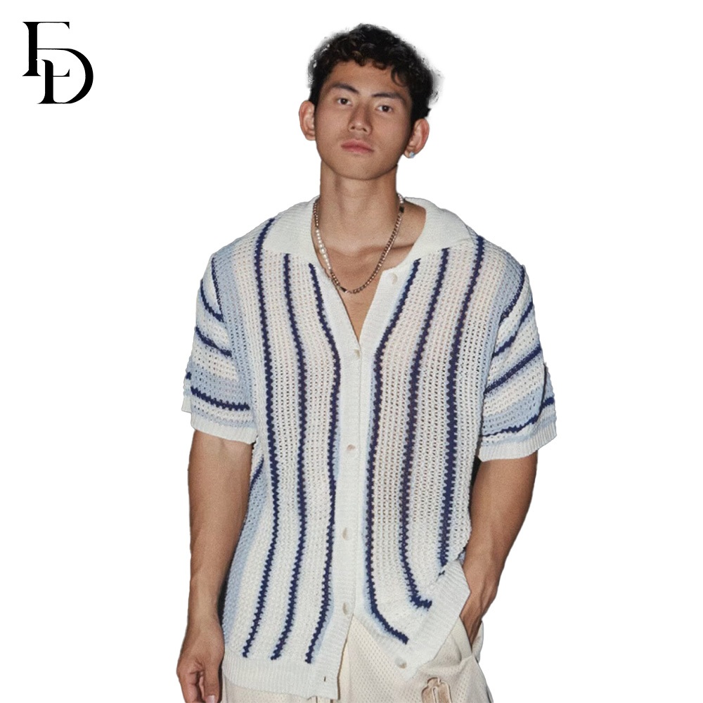 เสื้อถักแขนสั้นผู้ชายจาก Eden Studio ดีไซน์ทันสมัยในสไตล์ศิลปะปลาค็อด