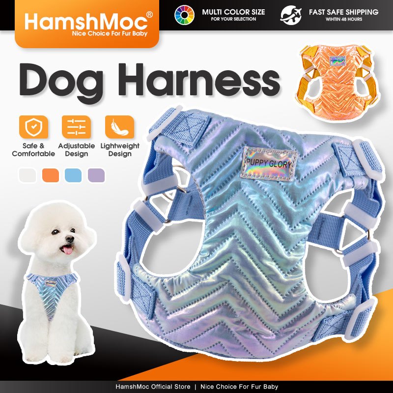 Hamshmoc แฟชั่นสายรัดสุนัขน้ําหนักเบาปรับลูกสุนัขสายรัดหน้าอกนุ่มสบายเสื้อกั๊กสําหรับสุนัขขนาดกลางขนาดเล็กเดินกลางแจ้ง