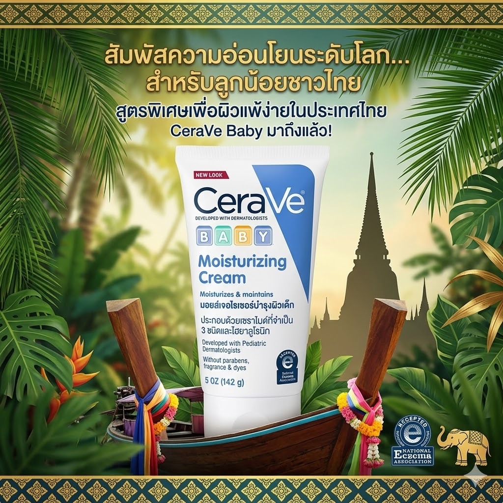 CeraVe Baby Moisturizing Cream 142g- Pediatrician Recommended Baby Cream for Dry & Sensitive Skin, ปราศจากน้ําหอม