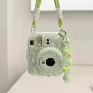 Instax Mini12 / Mini11 / Mini13 /Evo โปร่งใสคริสตัลกรณีกล้องป้องกันกรณีพร้อมสายคล้อง + สร้อยข้อมือ + สติกเกอร์ Mini12 อุปกรณ์เสริม