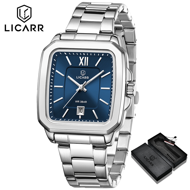 LICARR แบรนด์แฟชั่นชั้นนําธุรกิจวันที่เรืองแสงสแตนเลสนาฬิกาผู้ชาย 9571