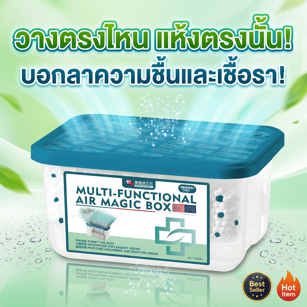 เชื้อราหายหมด! กล่องดูดความชื้น ลดความชื้น กันชื้น กันรา ลดฝุ่น สลายกลิ่น คงความหอมยาวนาน 350ml