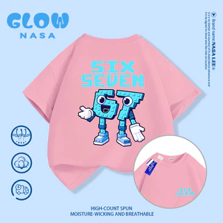 🔥 เสื้อยืด NASA ลาย sixseven สไตล์อินเตอร์ 🌍 ผ้าคอตตอนนุ่ม ใส่ได้ทุกโอกาส ✅ เด็กหญิง/เด็กชาย 3-16 ปี