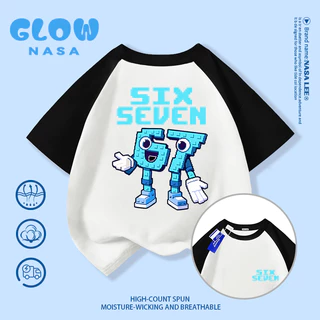 🔥 เสื้อยืด NASA ลาย sixseven สไตล์อินเตอร์ 🌍 ผ้าคอตตอนนุ่ม ใส่ได้ทุกโอกาส ✅ เด็กหญิง/เด็กชาย 3-16 ปี