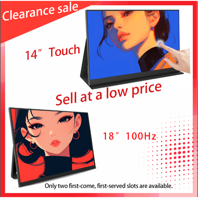 [ลดล้างสต็อก] VFLOW การประมวลผลหน้าจอแสดงผลราคาต่ําพิเศษ 14 Touch/18.5" 100Hz จอภาพแบบพกพา ใช้ได้กับ