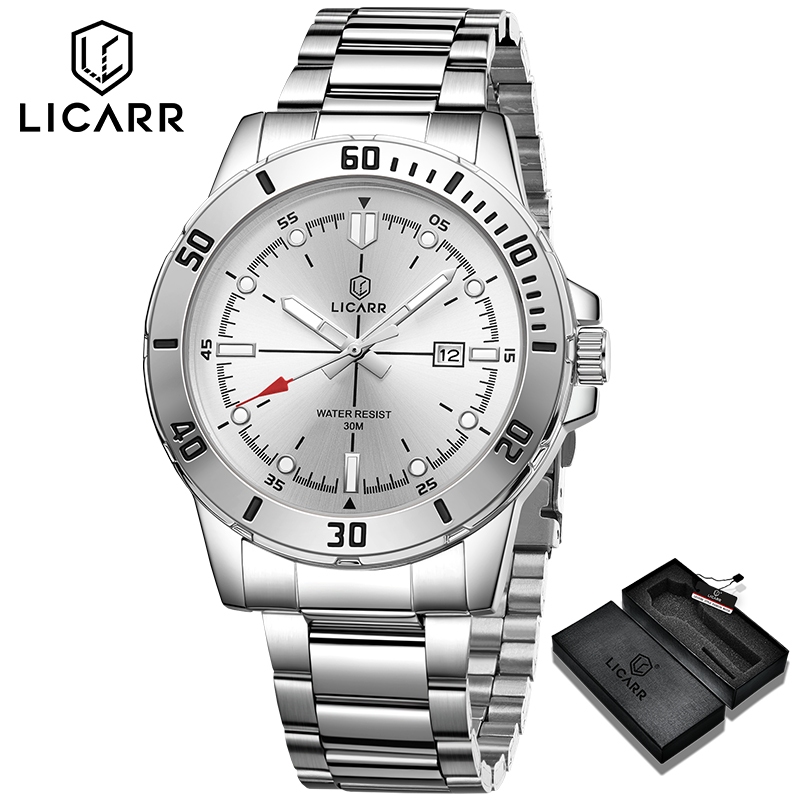 LICARR แบรนด์แฟชั่นชั้นนํานาฬิกาผู้ชายกันน้ําส่องสว่างวันที่ธุรกิจนาฬิกา 9580