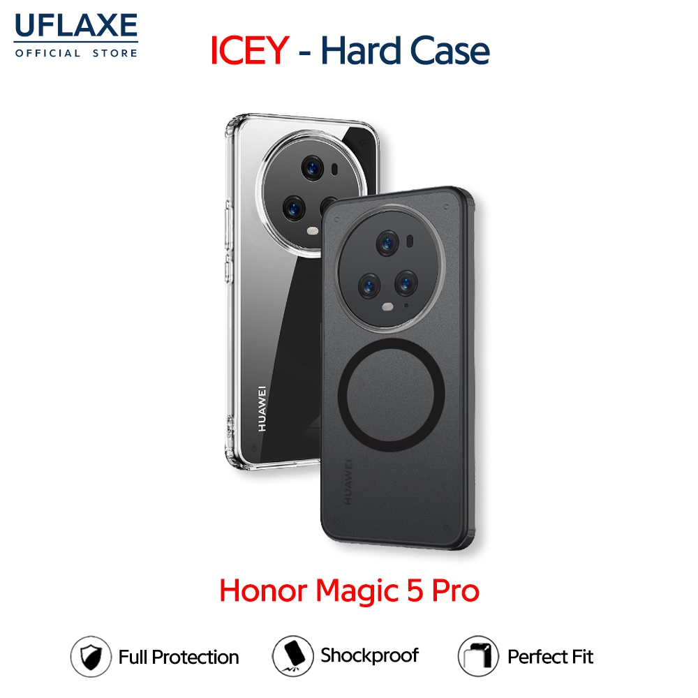 UFLAXE ICEY - เคส Honor Magic 5 Pro - เคสแข็งใสกันเหลืองด้านกันกระแทก เคสโทรศัพท์ป้องกันรอยนิ้วมือบาง