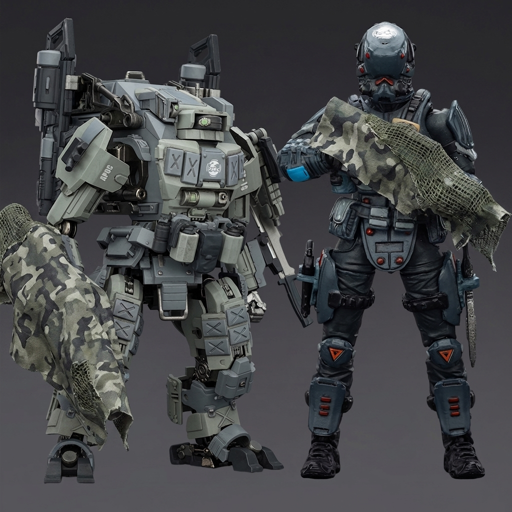 HIPLAY JOYTOY APOC Series Bedrock Fury Fire Strike Mech ST-8618 + UNSC Assaulter Lucas JT03448 +JT02359 1/25 Action Figure