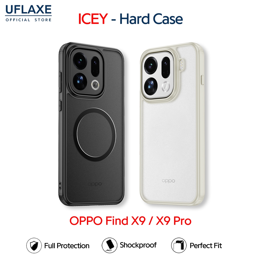 UFLAXE ICEY - เคส OPPO Find X9 / X9S / Find X9 Pro - เคสแข็งกันกระแทกด้าน เคสโทรศัพท์บางเฉียบป้องกันรอยนิ้วมือ