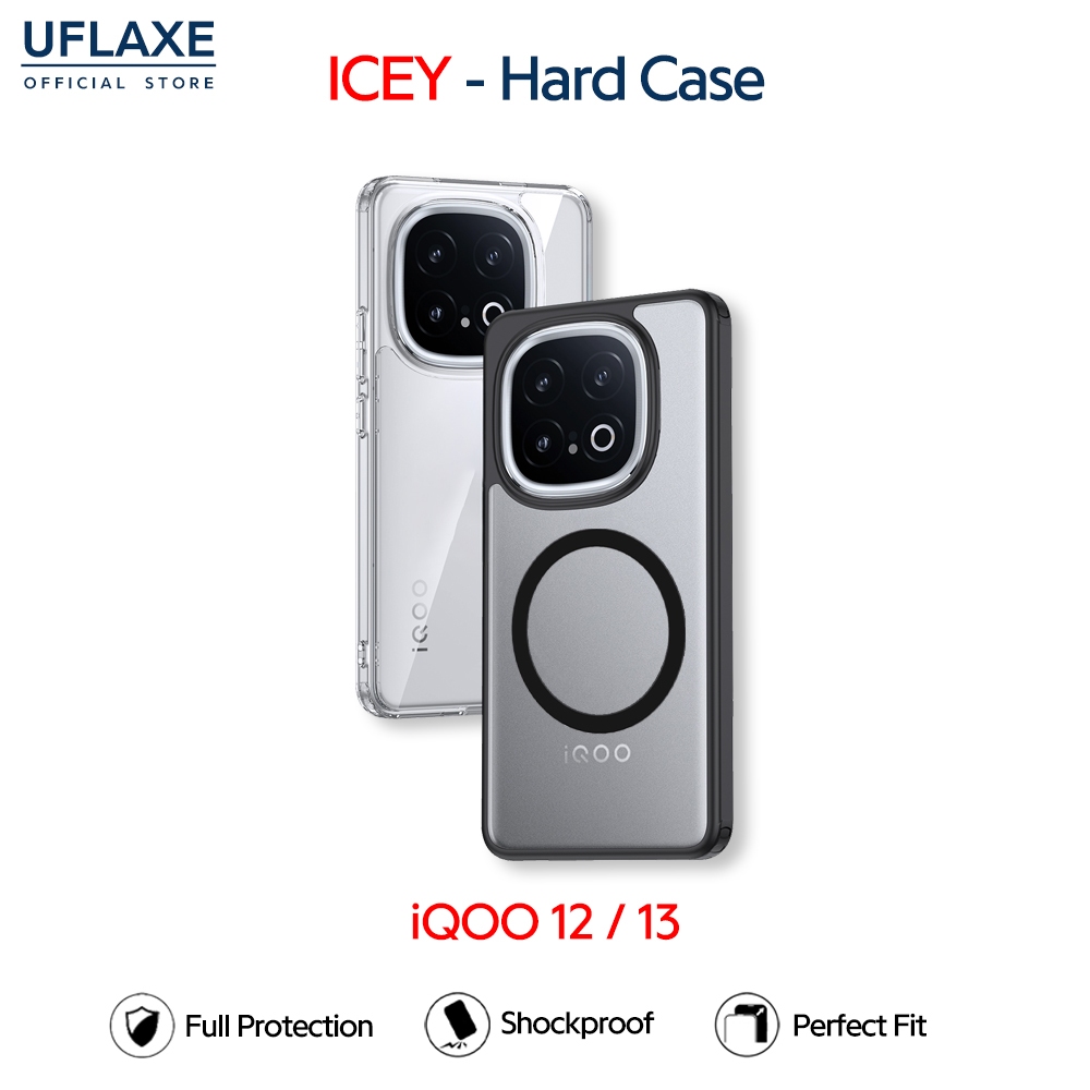 UFLAXE ICEY - เคส iQOO 12 / iQOO 13 - เคสแข็งใสกันเหลืองด้านกันกระแทก เคสโทรศัพท์ป้องกันรอยนิ้วมือบาง