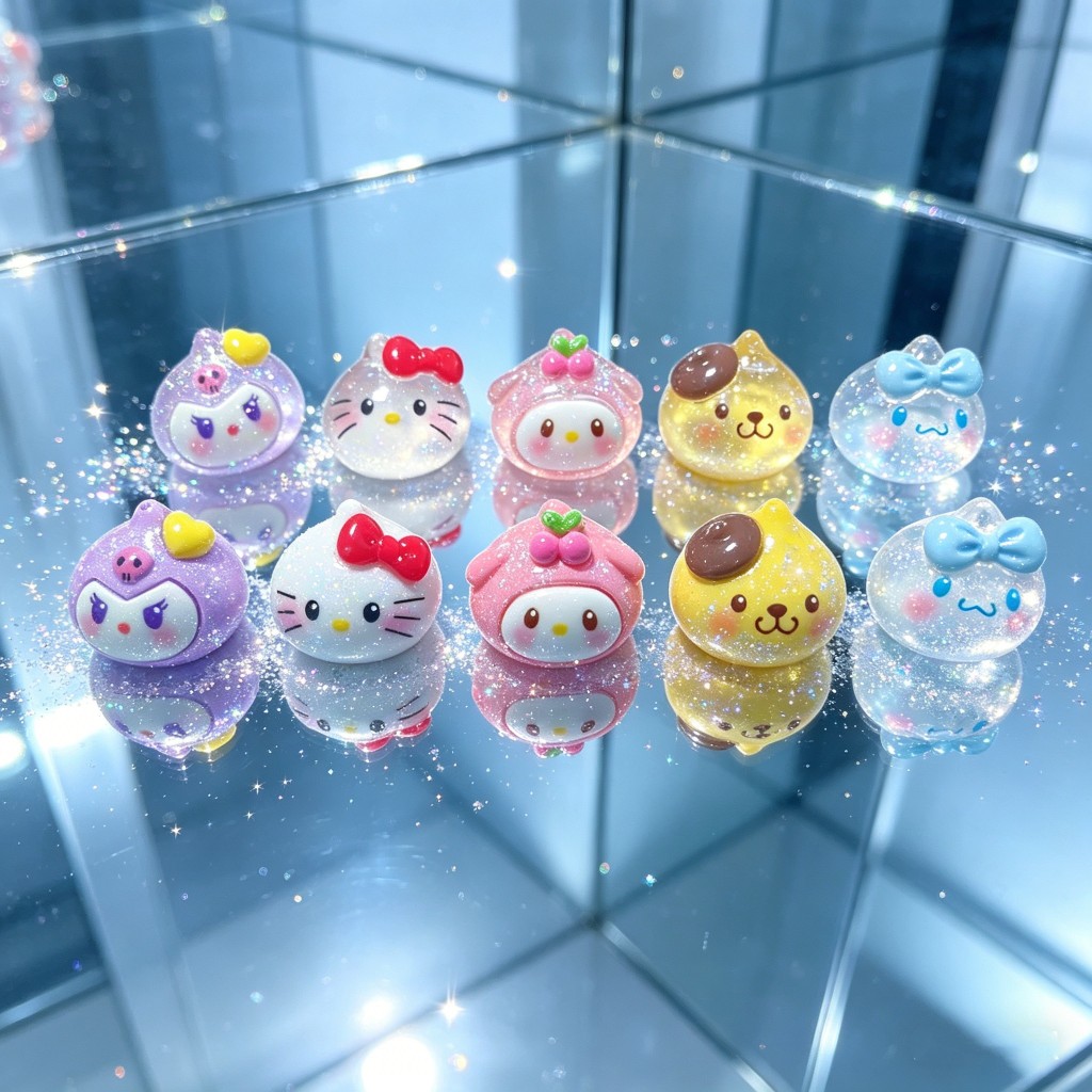 SANRIO ลูกปัด 5 หลุม ลายเรซิ่นแบบชุบทองแดง สำหรับปากกา พร้อมใช้งานในการออกแบบสายคล้องโทรศัพท์ สายโซ่กระเป๋า หรือสร้อยคอ