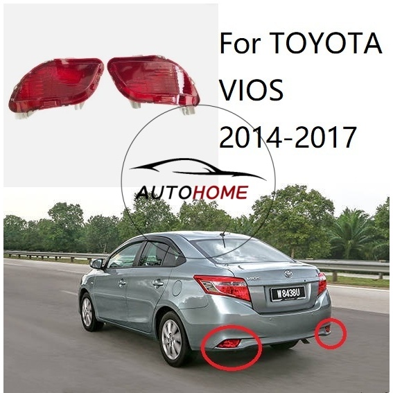 ด้านหลังกันชน Reflector ไฟตัดหมอกสําหรับ TOYOTA VIOS NCP150 2013 2014 2015 2016 GEN3 ไฟตัดหมอกด้านหลังไฟเบรคด้านหลังเบรคหยุดโคมไฟ