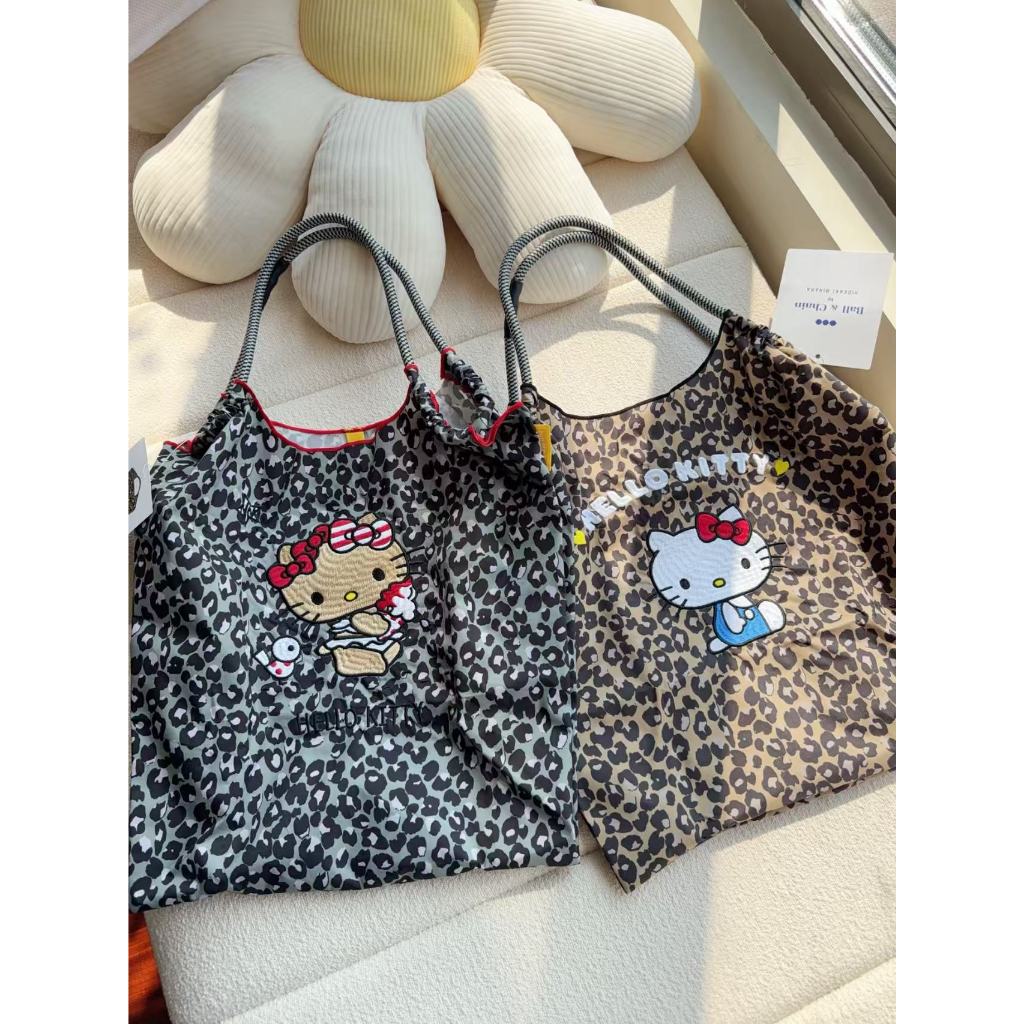 Xianxianjia Ball & Chain x Hello Kitty Leopard Print Joint Eco Bag Tote Bag