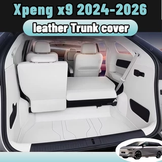 Xpeng X9 2024-2026 พรมหนังไฮโซเข้ารูป6D7D ถาดหลังรถ แผ่นรองกระโปรงหลังรถ กันน้ำกันฝุ่นป้องกันรถสกปรก ดํา/เทา