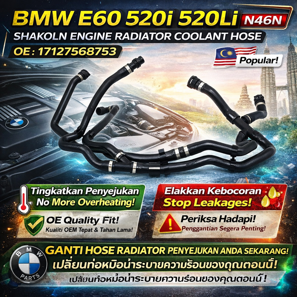 BMW E60 520i 520Li N46N SHAKOLN ENGINE RADIATOR COOLANT HOSE OE:17127568753