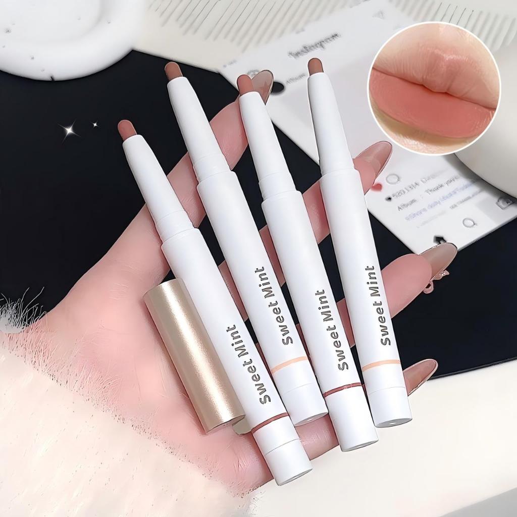 SWEET MINT Matte Lip Liner Pencil Long Lasting Natural Lip Definer Plump Lips Shape Outline Nude Makeup สําหรับผู้เริ่มต้น NO.dingyizhechunxianbi