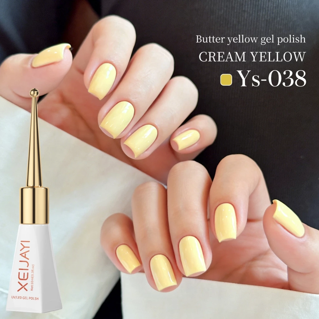 XEIJAYI 10ml – ยาทาเล็บเจลสีเหลืองครีมคลาสสิก, การเรนเดอร์สีติดทนนาน, เหมาะสําหรับทุกฤดูกาล