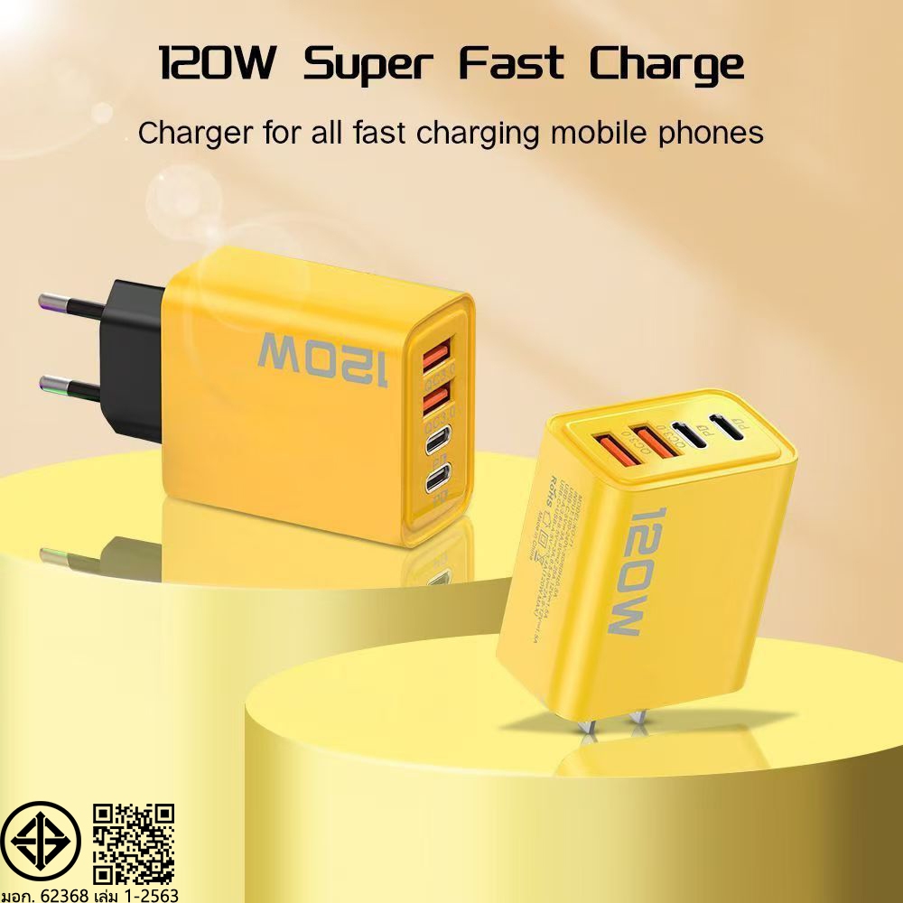 120w 4 usb c pd พอร์ตชาร์จมือถือ eu/us, ช่องเสียบอะแดปเตอร์ชาร์จติดผนัง USB Type C 4-in-1