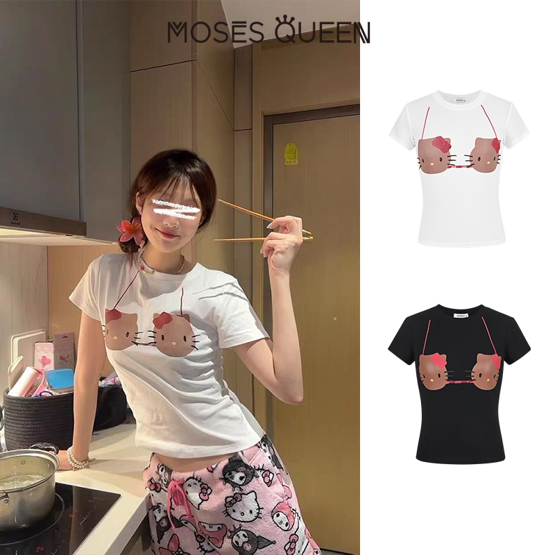 MOESSQUEEN เสื้อตัวเต็มตัวสั้นแขนสั้นลายสัตว์แฟชั่น ฤดูร้อน แบบใหม่ เสื้อตัวเต็มตัวสั้นแขนสั้น กระชับรูปทรง #63038