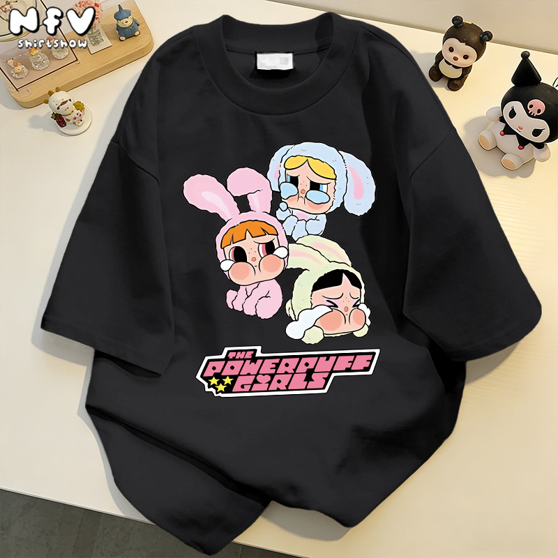 NFV เพร้อมส่ง💖ลายพิมพ์การ์ตูนอนิเมชัน เสื้อยืดแขนสั้นคอกลม ผ้าฝ้ายแท้ ระบายอากาศ oversize YG749