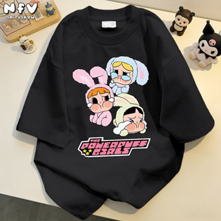 NFV เพร้อมส่ง💖ลายพิมพ์การ์ตูนอนิเมชัน เสื้อยืดแขนสั้นคอกลม ผ…