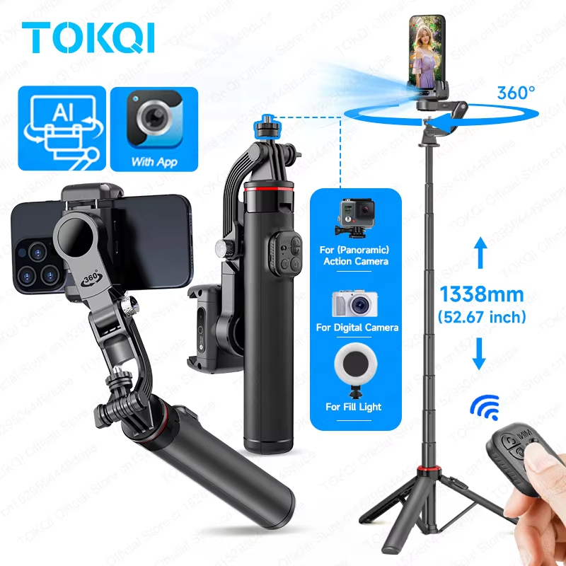 C22 AI Face Tracking Handheld Gimbal Stabiliser 360° หมุนยิง เซลฟี่ ติด ขาตั้งกล้องสําหรับโทรศัพท์มื