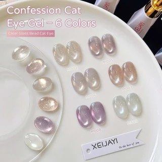 XEIJAYI 10ml-Super Glossy Nude Cat Eye Gel ยาทาเล็บ, ชุด 6 สี, เหมาะสําหรับร้านทําเล็บและของใช้ประจําวัน